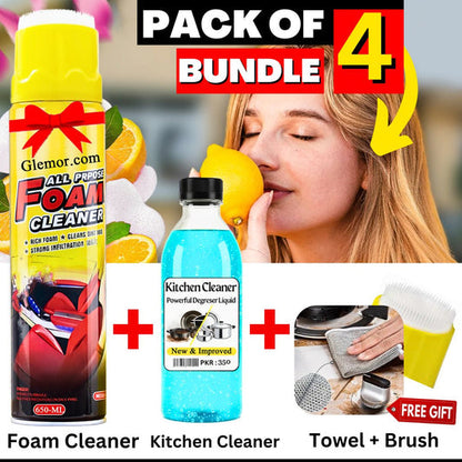 German ™ Formula  Foam Cleaner  650ML Big size - Bundle Pack of 4 Item (Multi-purpose Furniture, Sofa, Special Kitchen)